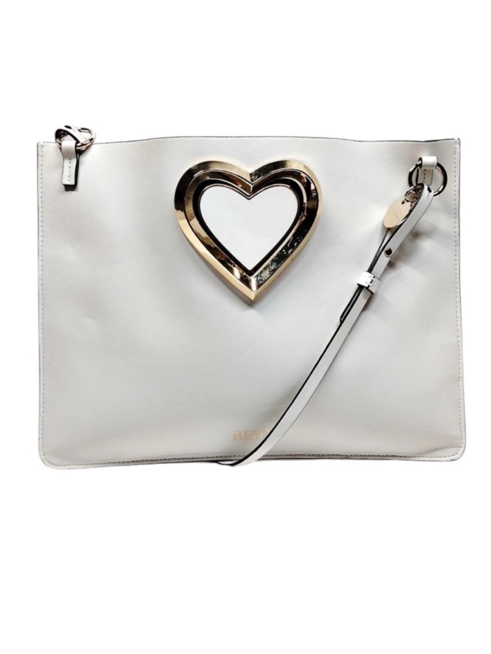 RED Valentino White Leather Heart Crossbody Bag